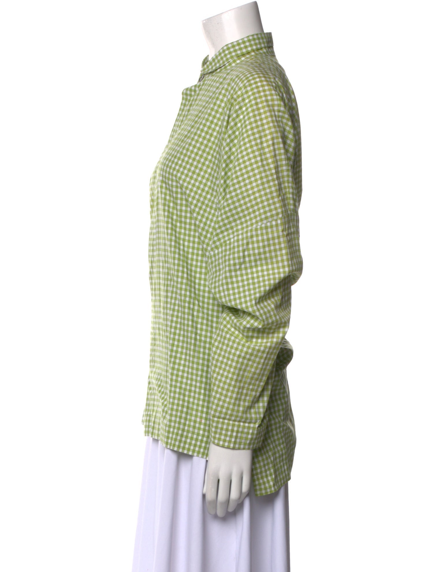 Eskandar Plaid Print Long Sleeve Button-Up Top