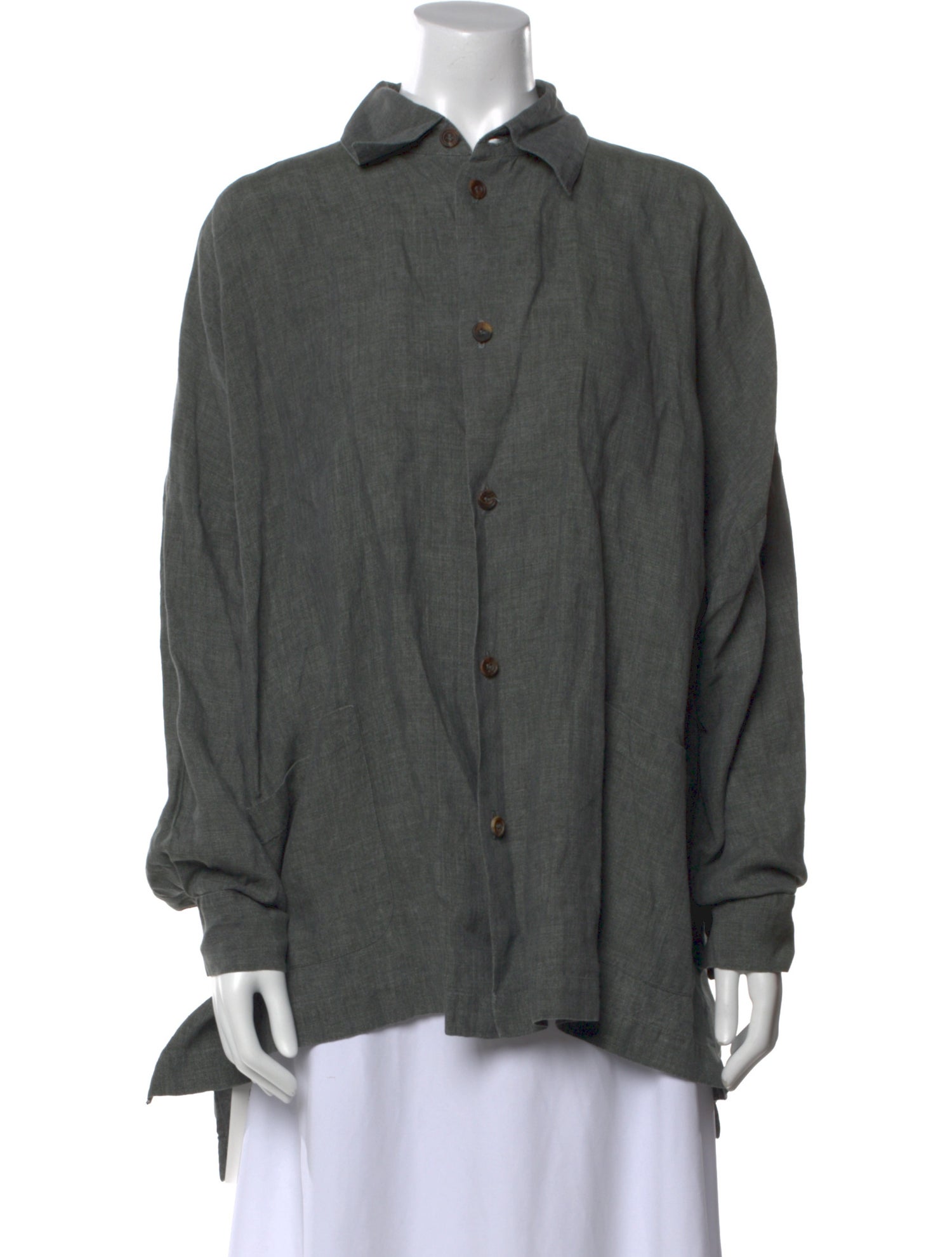 Eskandar Linen Long Sleeve Button-Up Top