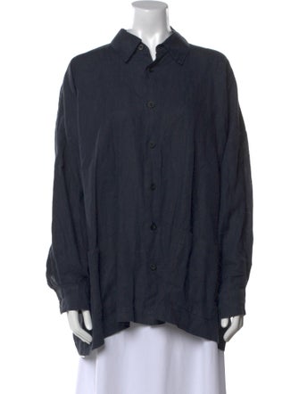 Eskandar Linen Long Sleeve Button-Up Top