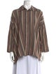 Eskandar Striped Long Sleeve Button-Up Top