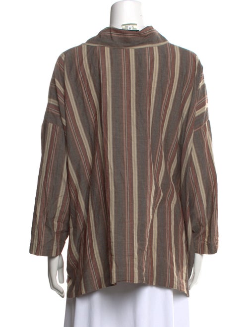 Eskandar Striped Long Sleeve Button-Up Top