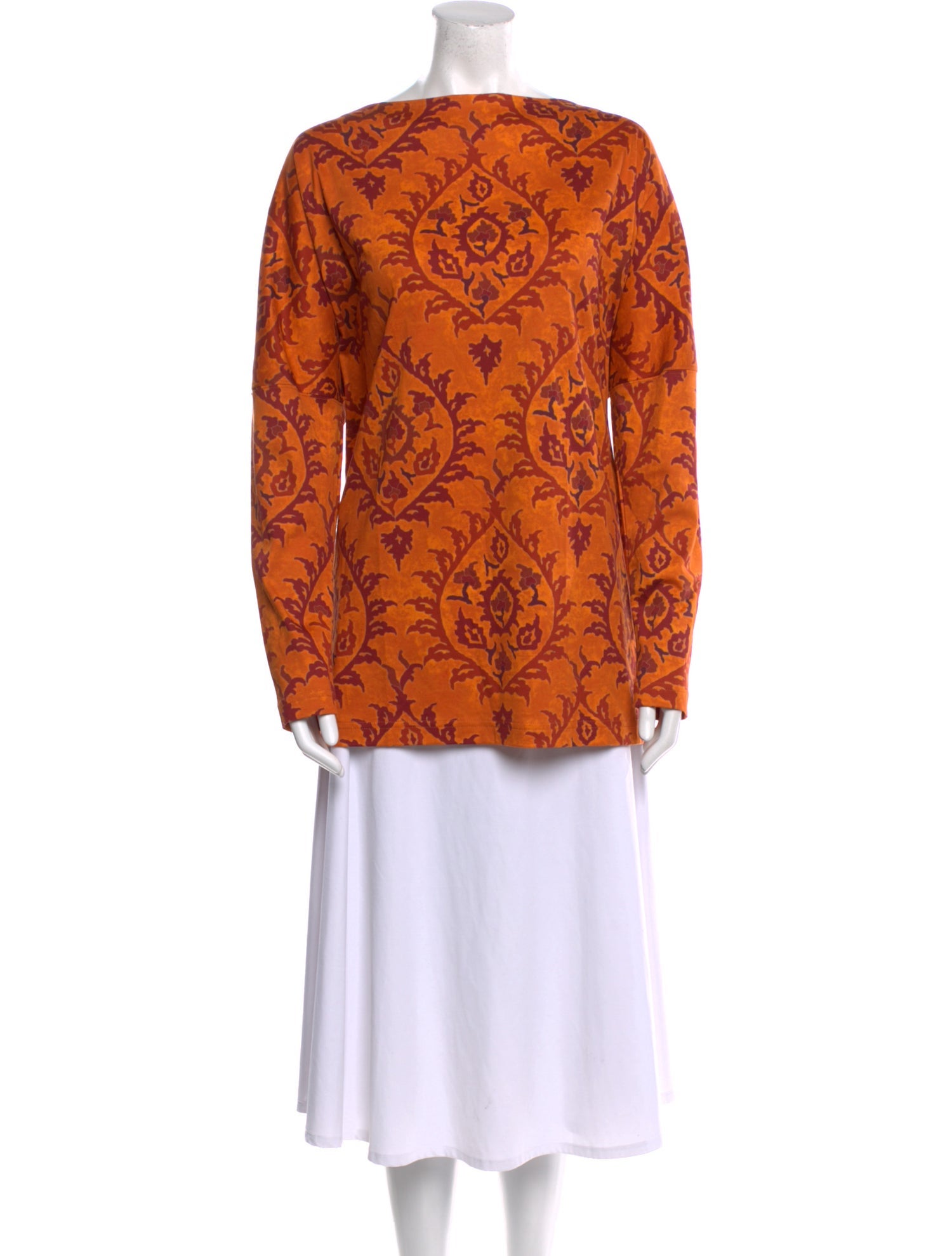 Eskandar Printed Bateau Neckline Tunic