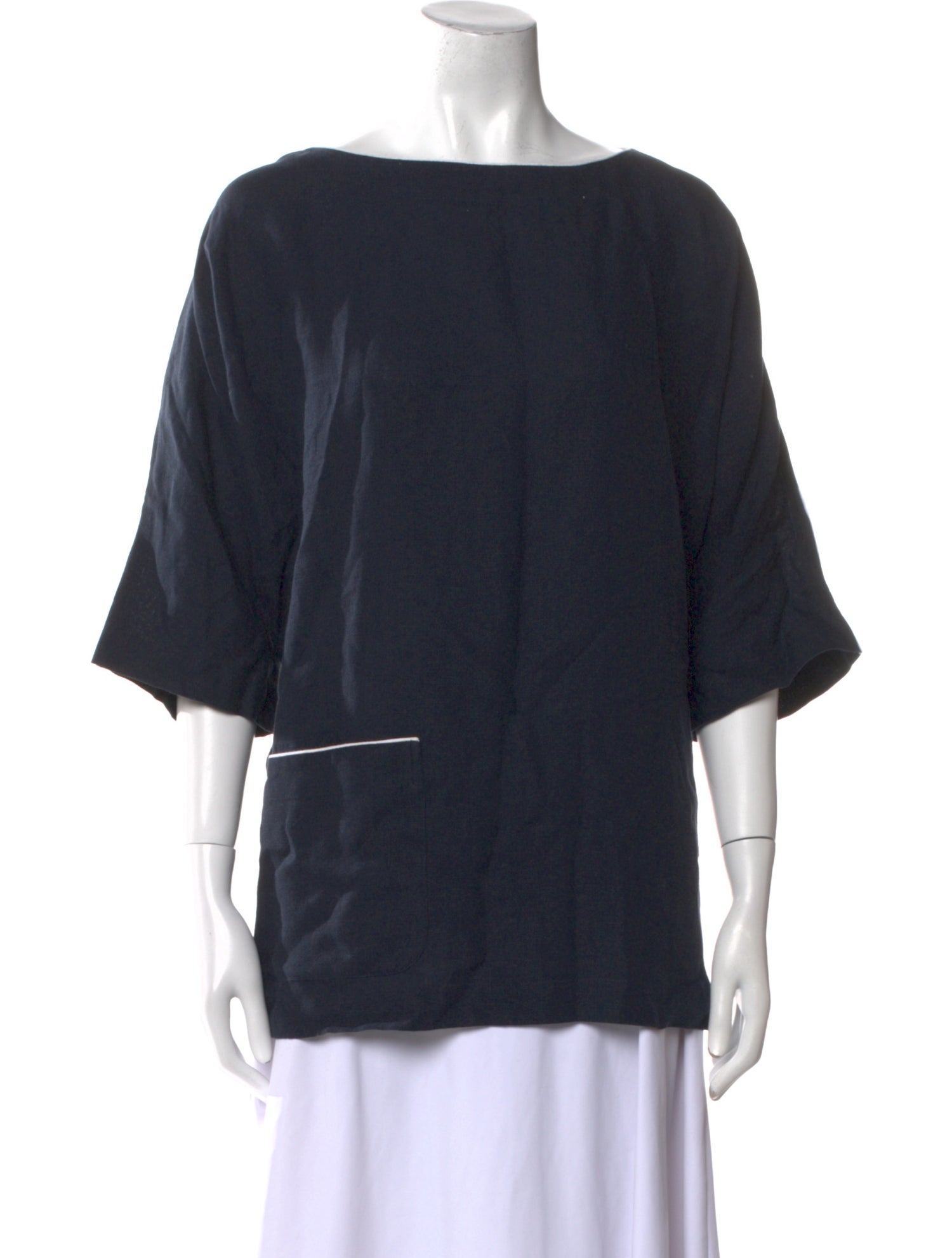 Eskandar Linen Bateau Neckline Blouse