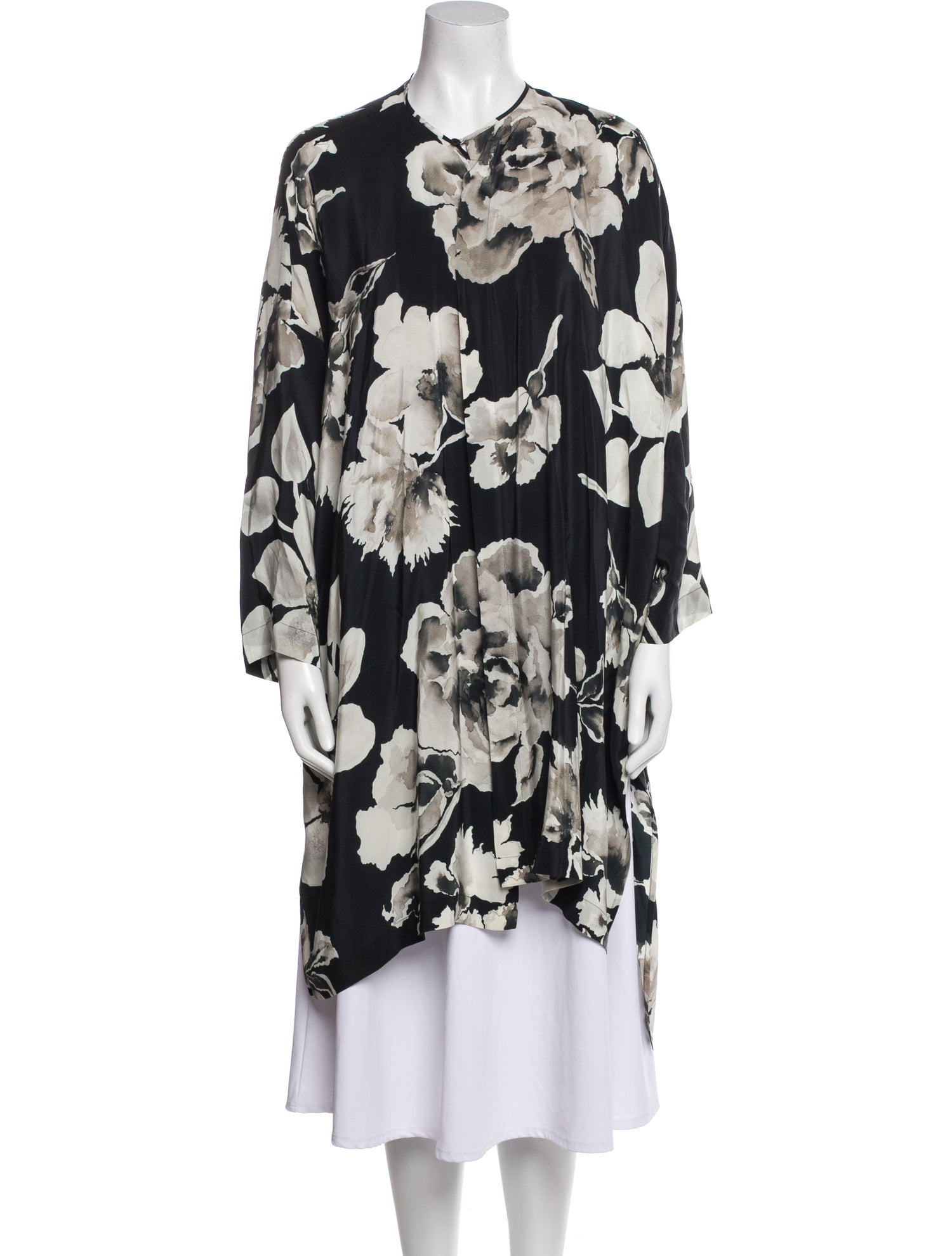 Eskandar Silk Floral Print Robe