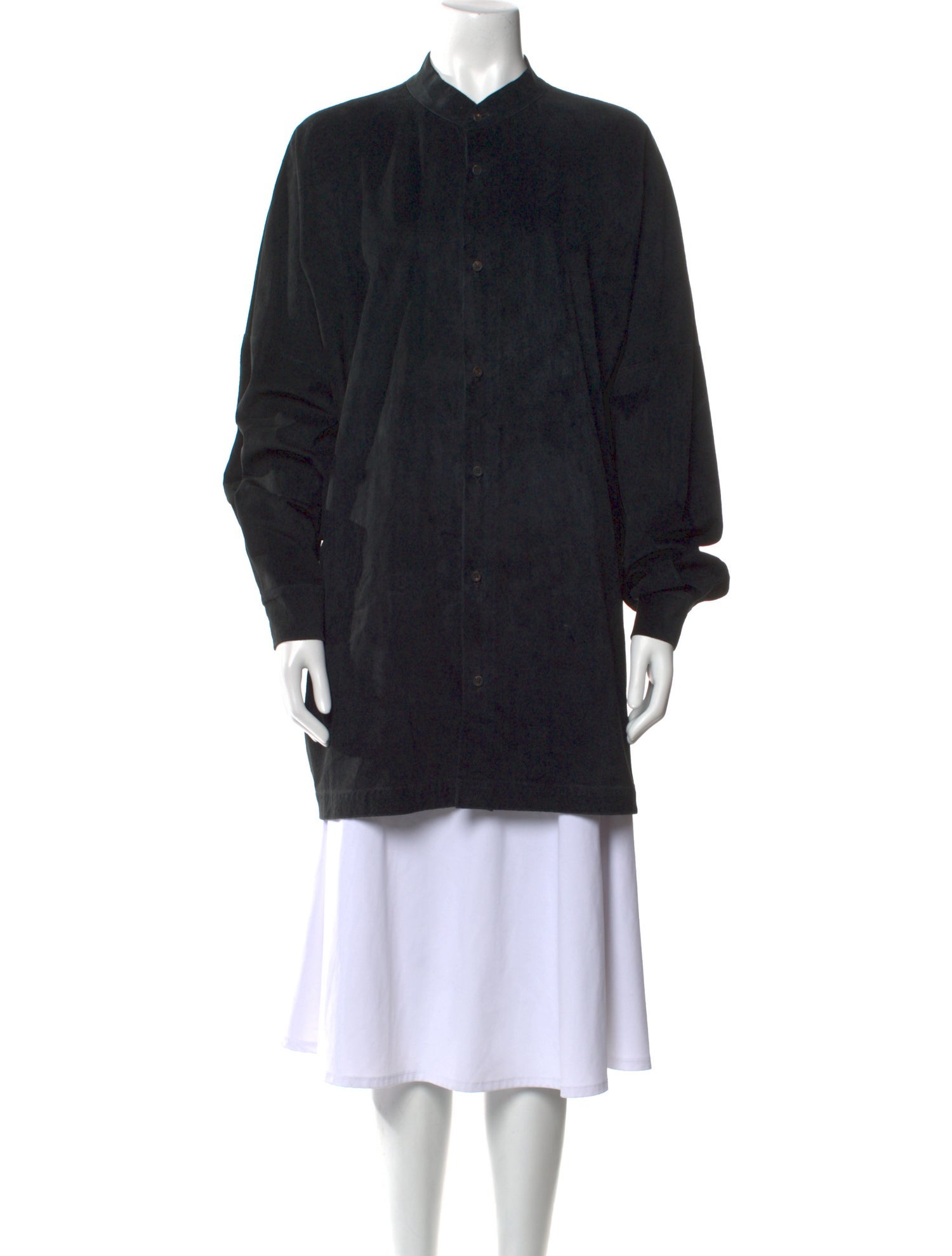 Eskandar Leather Mock Neck Tunic