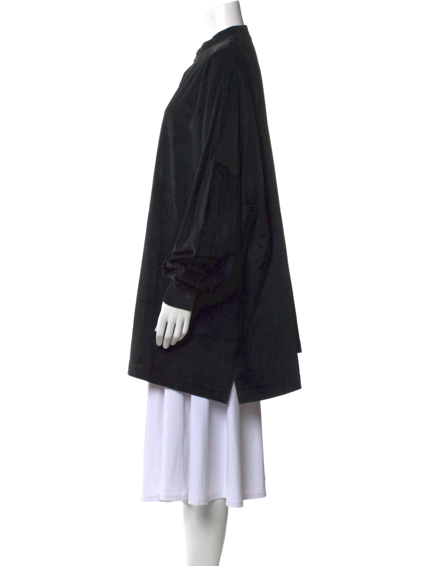 Eskandar Leather Mock Neck Tunic