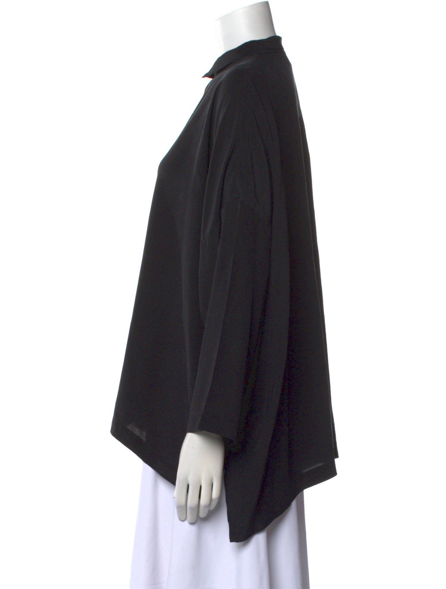 Eskandar Silk Mock Neck Button-Up Top