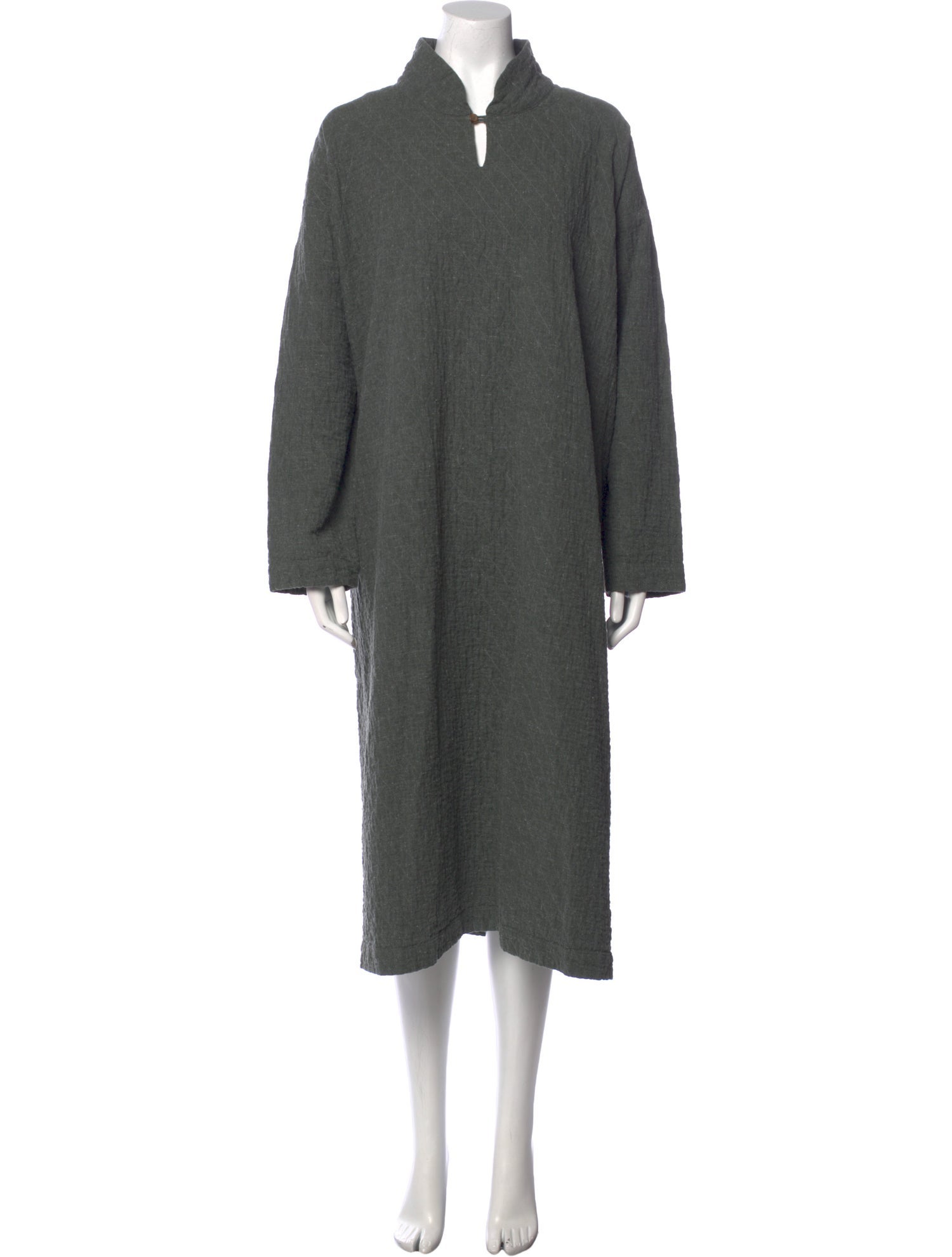 Eskandar Mock Neck Midi Length Dress