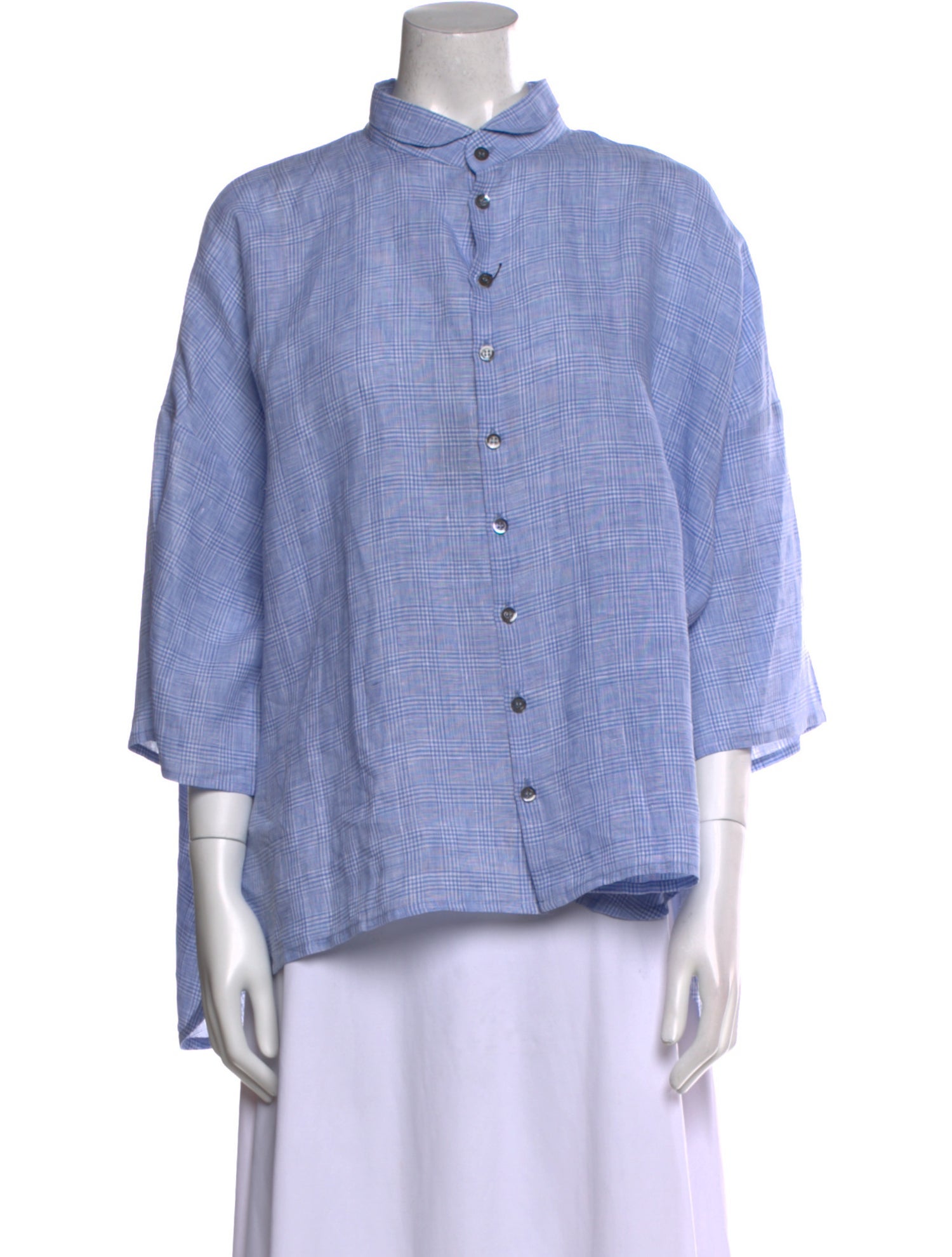 Eskandar Linen Mock Neck Button-Up Top w/ Tags