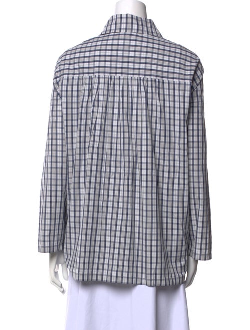 Eskandar Plaid Print Long Sleeve Button-Up Top