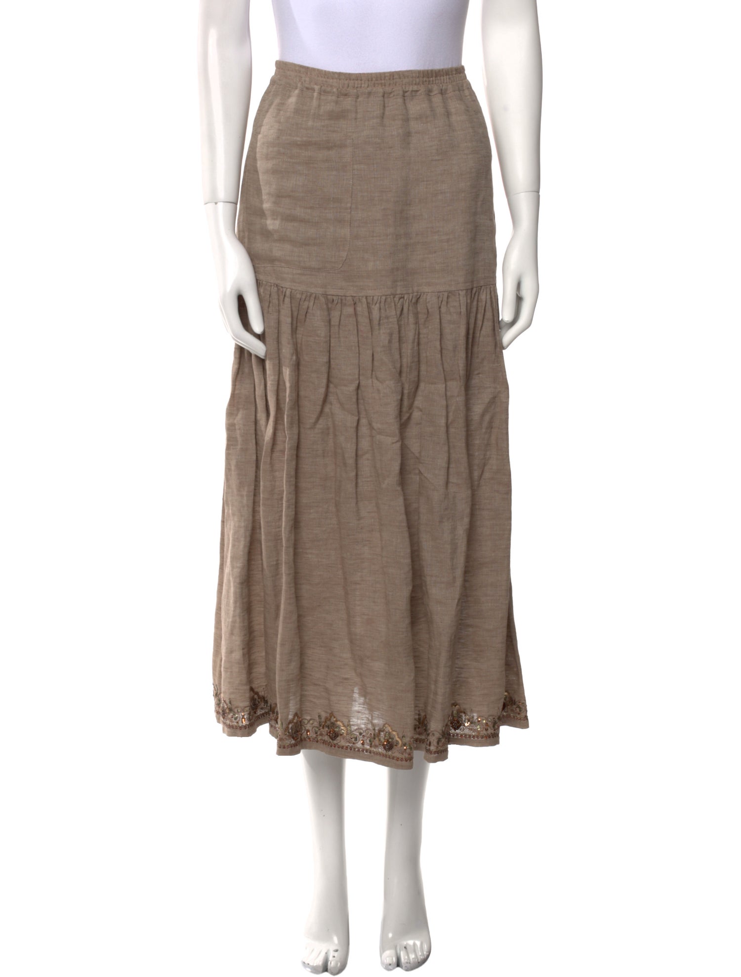 Eskandar Sequin Embellishments Midi Length Skirt