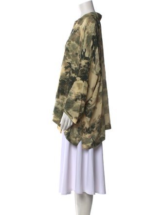 Eskandar Silk Printed Button-Up Top