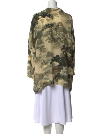 Eskandar Silk Printed Button-Up Top