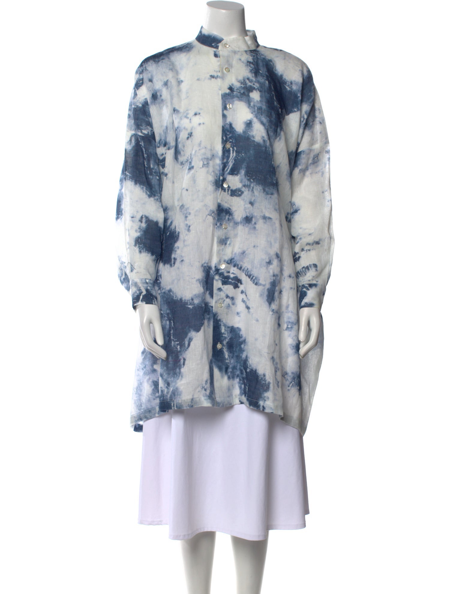 Eskandar Linen Tie-Dye Print Tunic