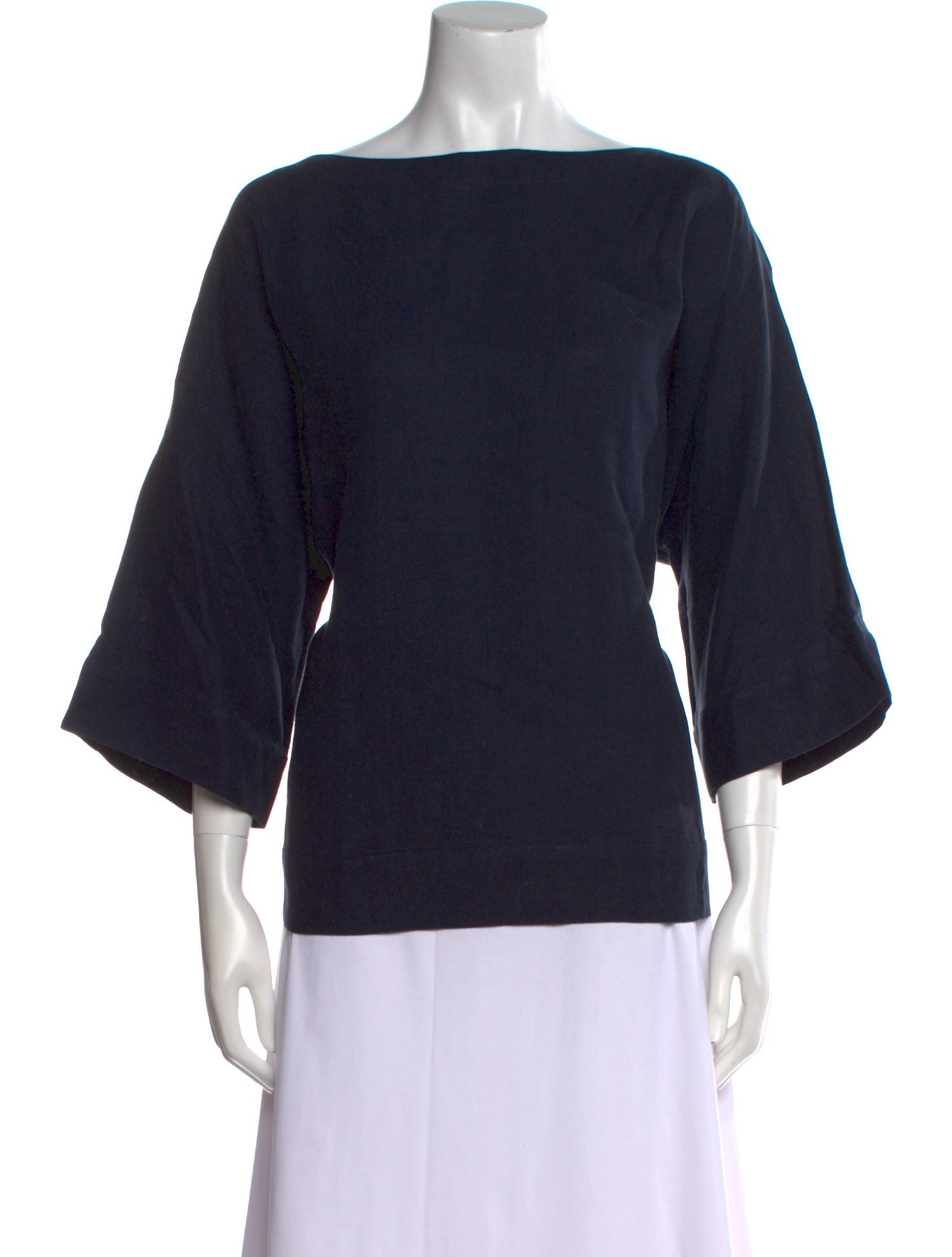 Eskandar Linen Bateau Neckline Top