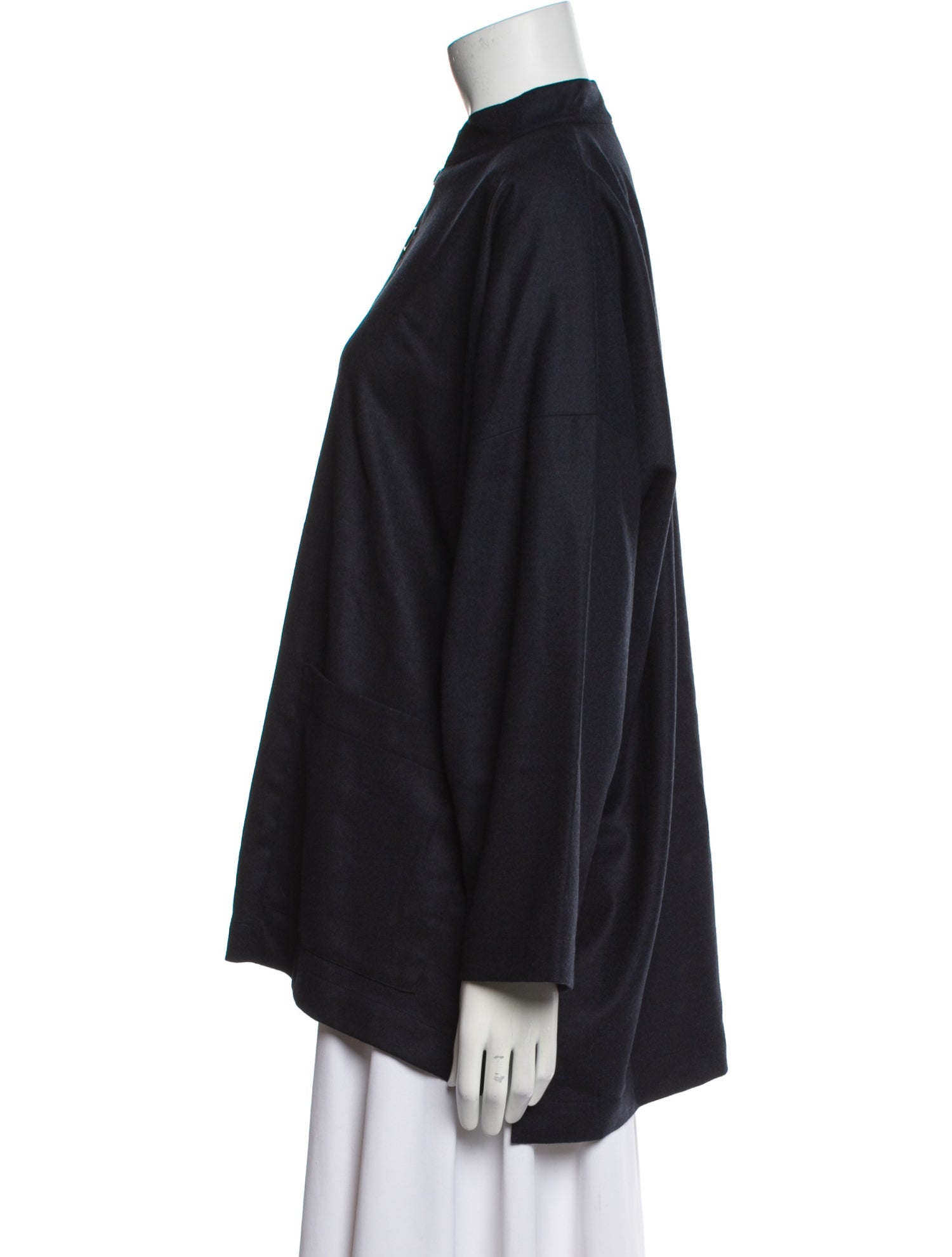 Eskandar Wool Mock Neck Button-Up Top w/ Tags