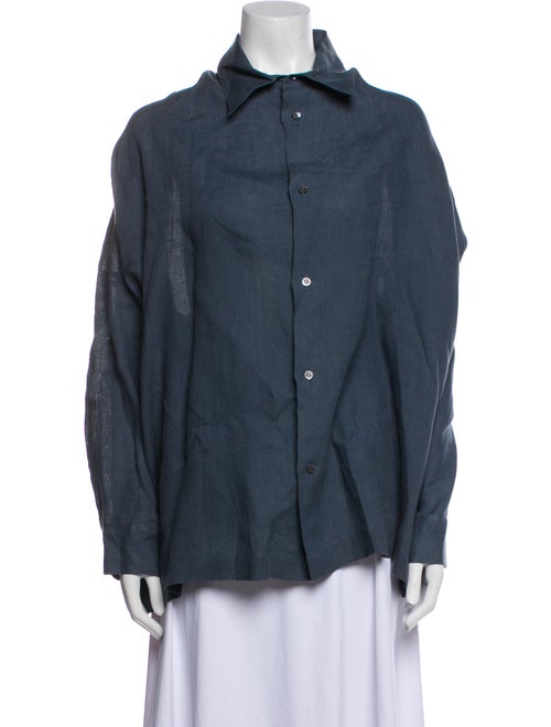 Eskandar Linen Long Sleeve Button-Up Top