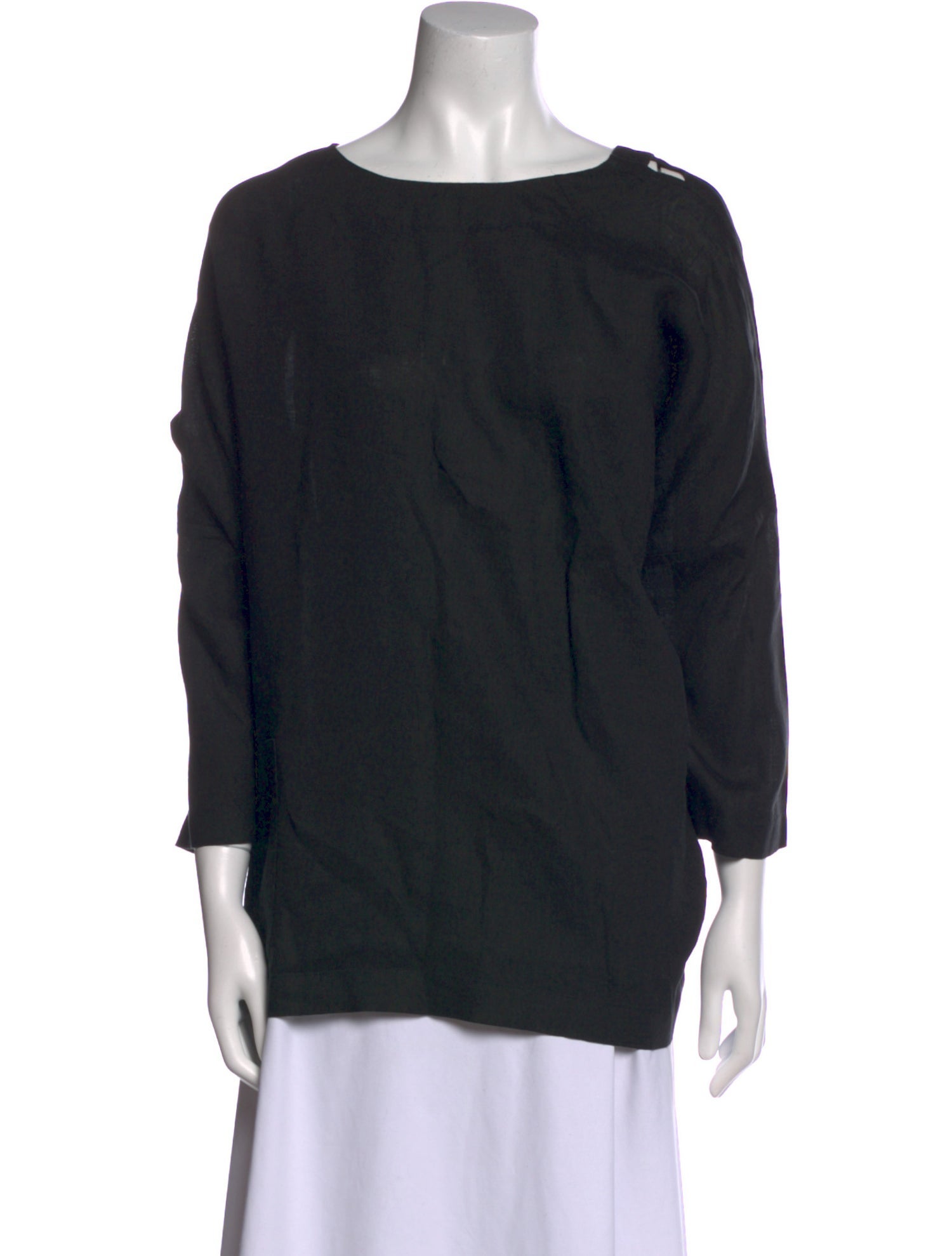 Eskandar Linen Bateau Neckline Top