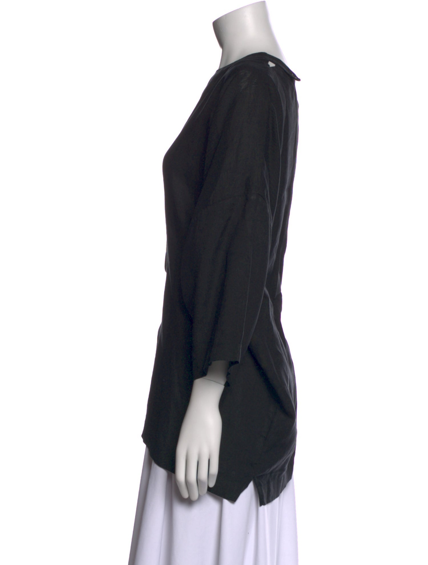 Eskandar Linen Bateau Neckline Top