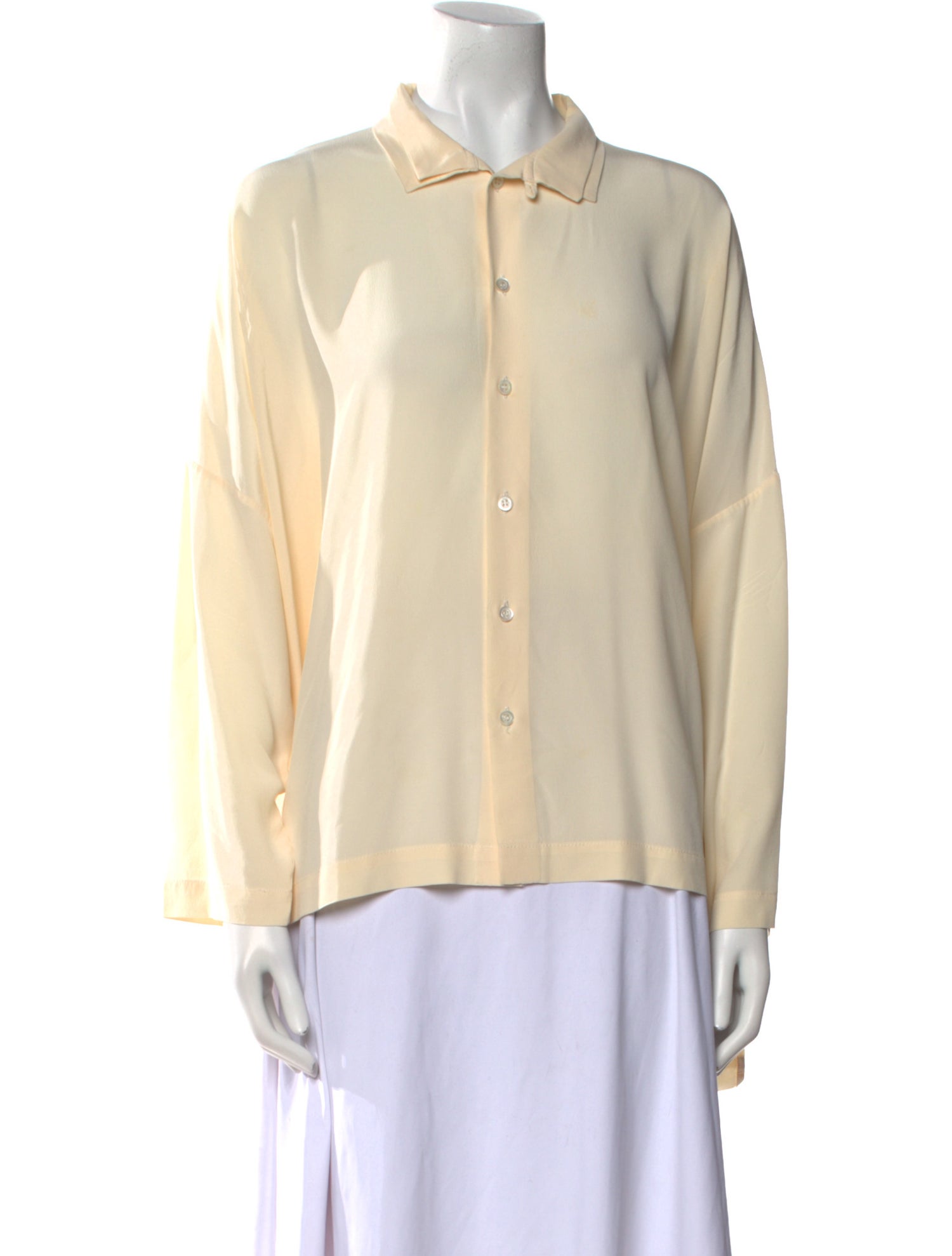 Eskandar Silk Long Sleeve Button-Up Top