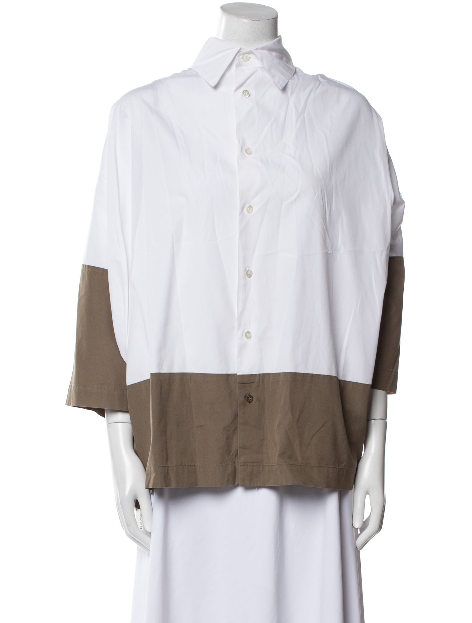 Eskandar Three-Quarter Sleeve Button-Up Top