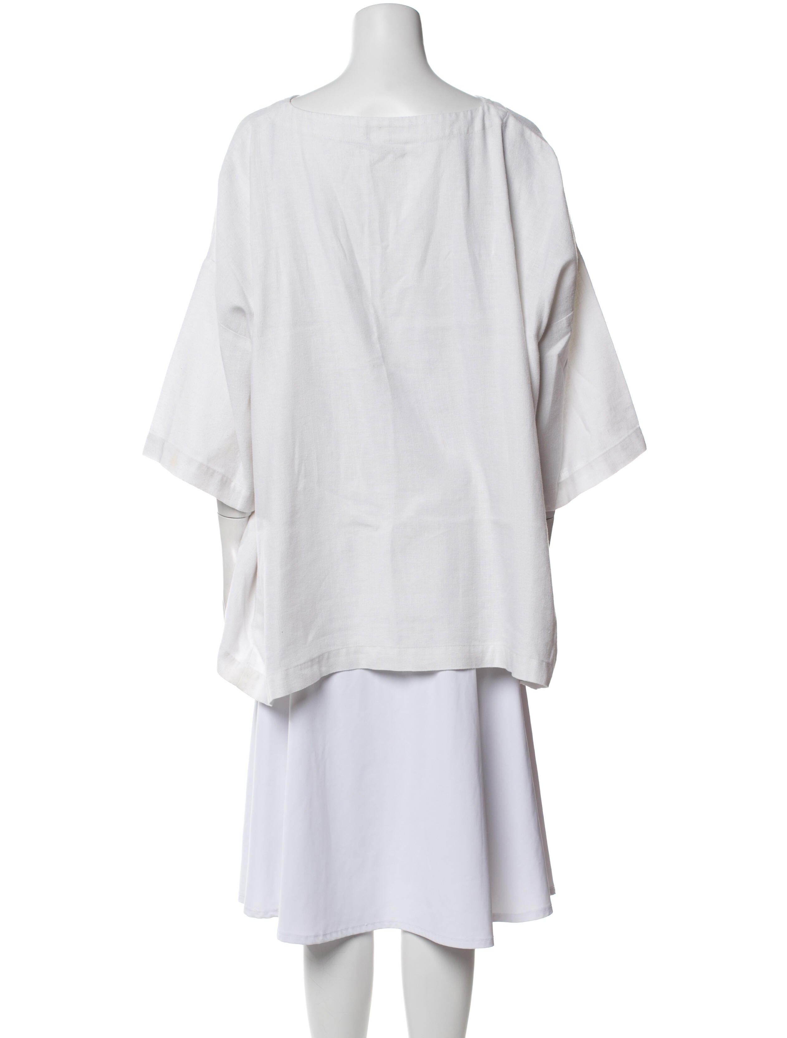 Eskandar Linen Bateau Neckline Tunic