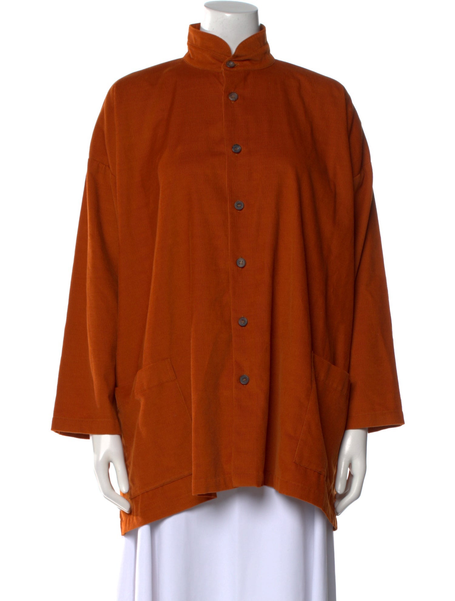 Eskandar Cashmere Mock Neck Button-Up Top