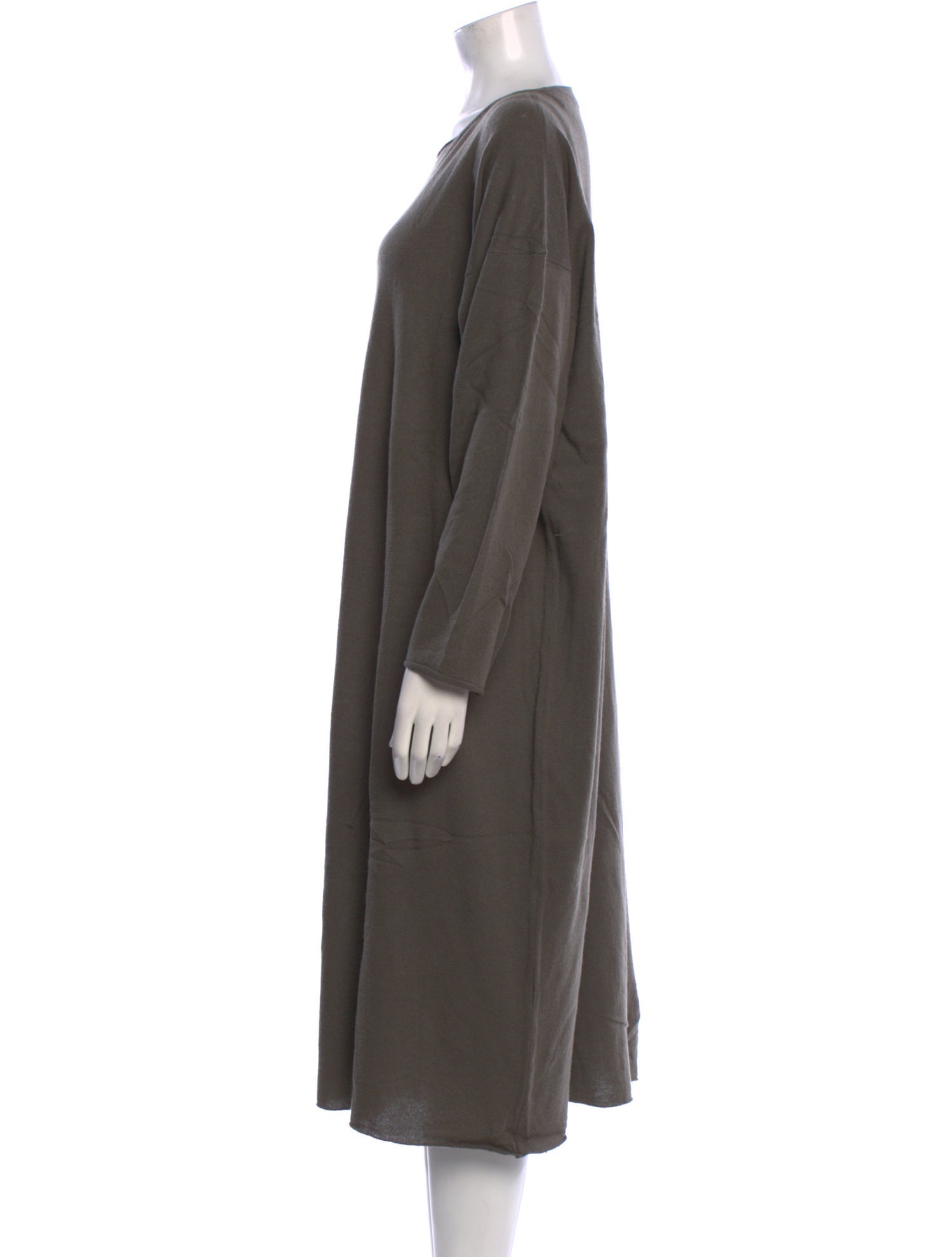 Eskandar Bateau Neckline Midi Length Dress