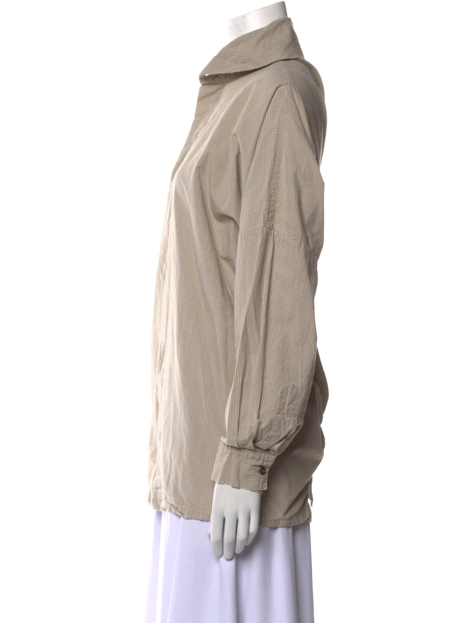 Eskandar Plaid Print Long Sleeve Button-Up Top