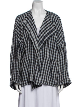 Eskandar Linen Plaid Print Jacket