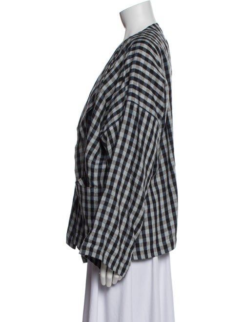 Eskandar Linen Plaid Print Jacket