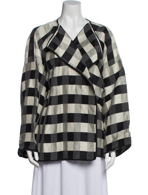 Eskandar Linen Plaid Print Blazer