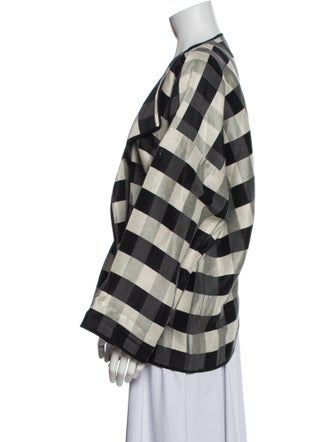 Eskandar Linen Plaid Print Blazer