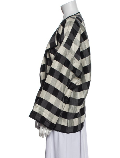 Eskandar Linen Plaid Print Blazer