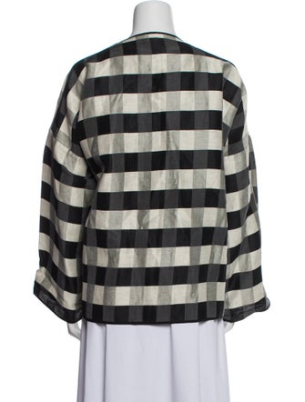 Eskandar Linen Plaid Print Blazer