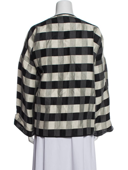 Eskandar Linen Plaid Print Blazer