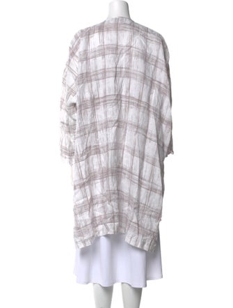 Eskandar Linen Plaid Print Tunic
