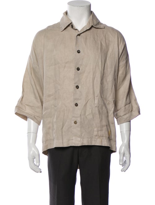 Eskandar Linen Three-Quarter Sleeve Shirt