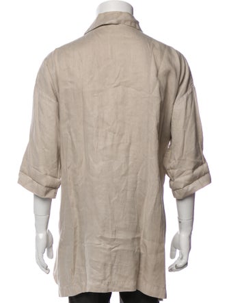 Eskandar Linen Three-Quarter Sleeve Shirt