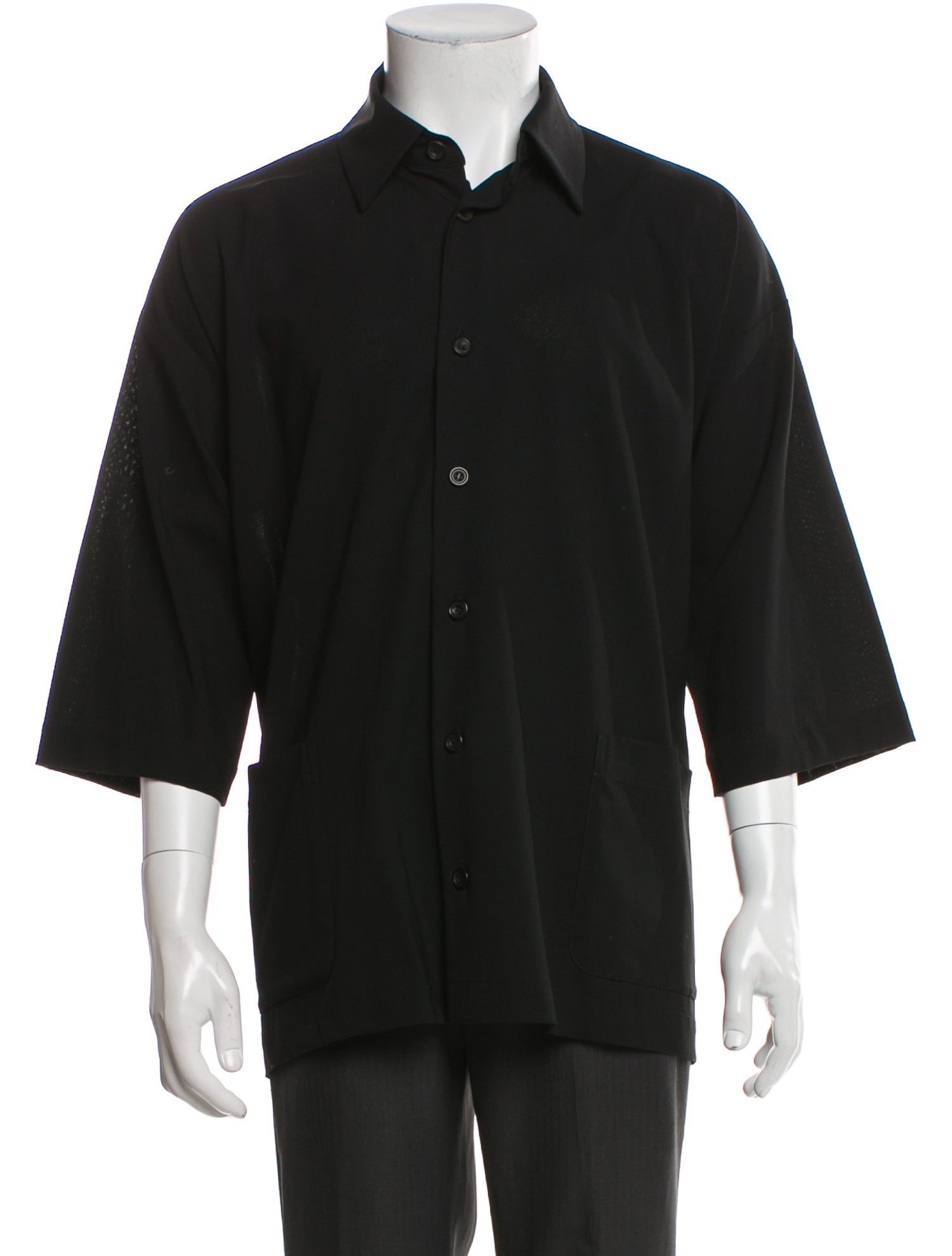 Eskandar Wool Three-Quarter Sleeve Shirt