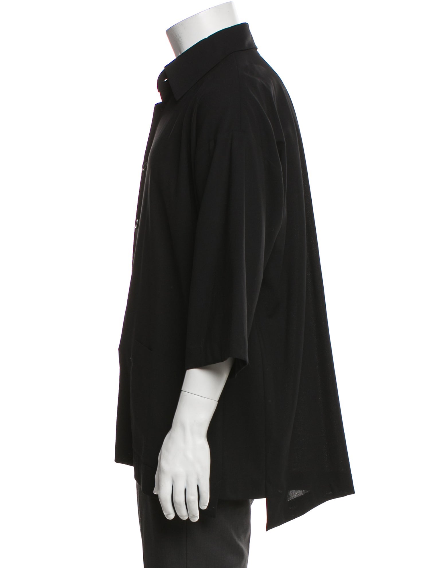 Eskandar Wool Three-Quarter Sleeve Shirt