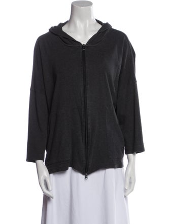 Eskandar Cowl Neck Three-Quarter Sleeve Sweatshirt