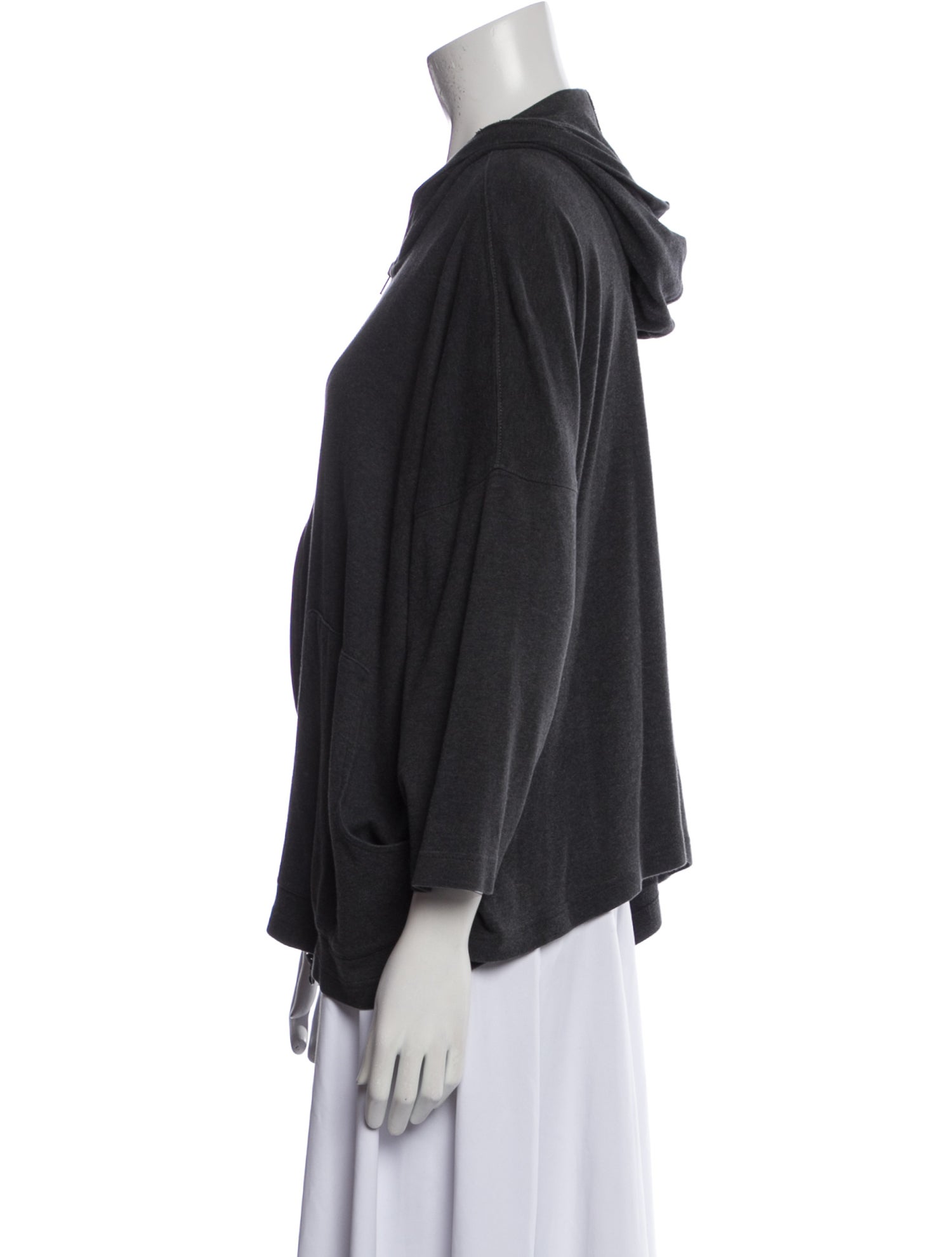 Eskandar Cowl Neck Three-Quarter Sleeve Sweatshirt