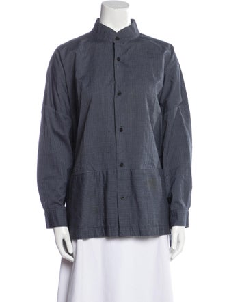 Eskandar Plaid Print Long Sleeve Button-Up Top