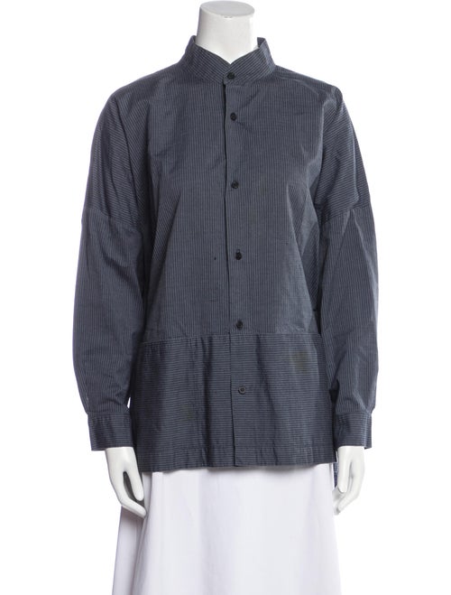 Eskandar Plaid Print Long Sleeve Button-Up Top