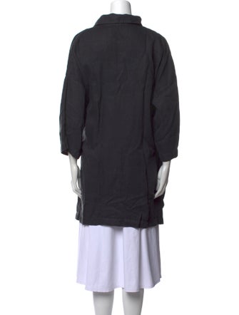 Eskandar Linen Mock Neck Button-Up Top