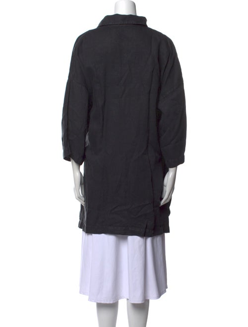 Eskandar Linen Mock Neck Button-Up Top