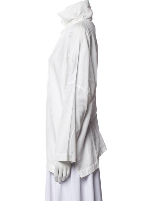 Eskandar Mock Neck Long Sleeve Button-Up Top