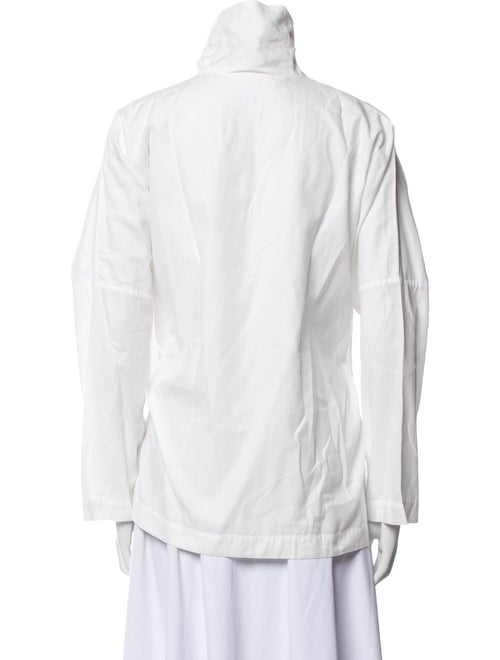 Eskandar Mock Neck Long Sleeve Button-Up Top