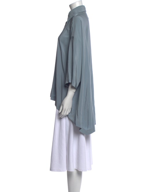 Eskandar Silk Three-Quarter Sleeve Button-Up Top